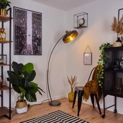 Hofstein Lakewood Stehleuchte Nickel-Matt, Dunkelbraun, 1-flammig