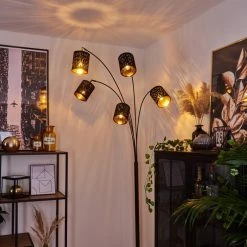 Hofstein Liared Stehleuchte Schwarz, 5-flammig