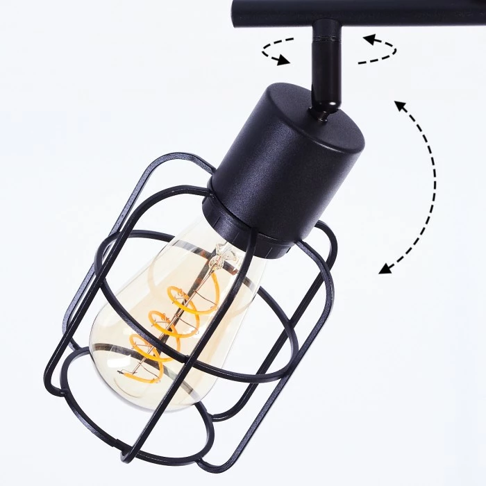 Hofstein Loedingen Deckenleuchte Schwarz, Holz dunkel, 2-flammig – Bild 6