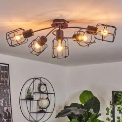 Hofstein Loedingen Deckenleuchte Schwarz, Braun, 5-flammig