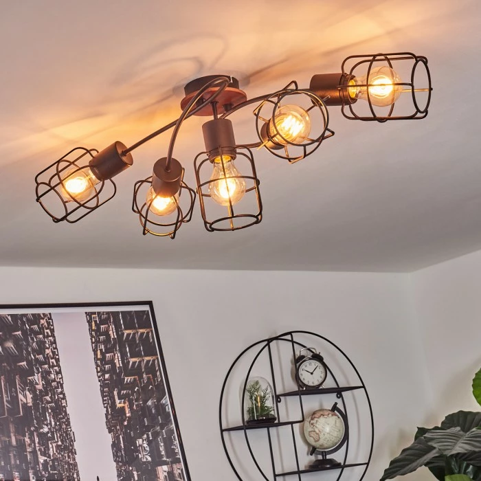 Hofstein Loedingen Deckenleuchte Schwarz, Braun, 5-flammig – Bild 11