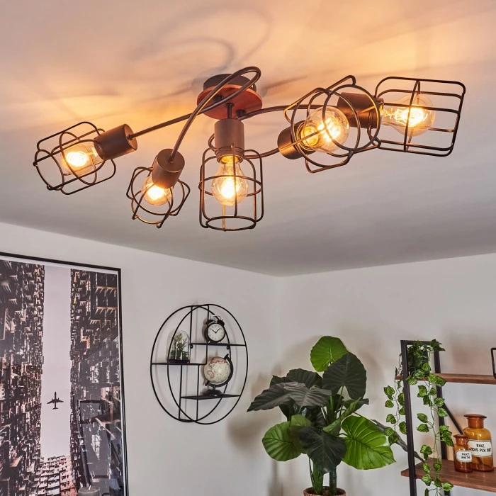 Hofstein Loedingen Deckenleuchte Schwarz, Braun, 5-flammig – Bild 7