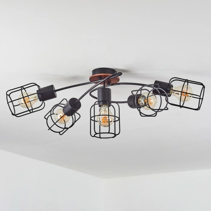 Hofstein Loedingen Deckenleuchte Schwarz, Braun, 5-flammig – Bild 8