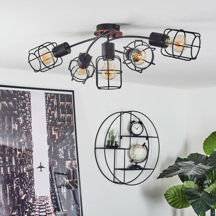 Hofstein Loedingen Deckenleuchte Schwarz, Braun, 5-flammig – Bild 10