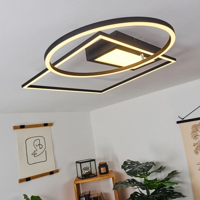 Hofstein Loftheim Deckenleuchte LED Chrom, Schwarz, Weiß, 1-flammig, Fernbedienung – Bild 7