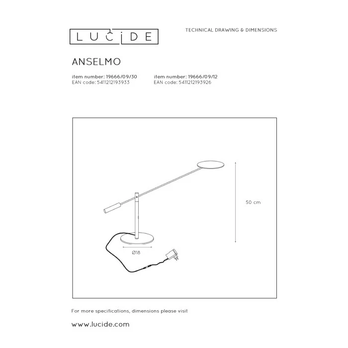 Lucide ANSELMO Schreibtischlampe LED Chrom, 1-flammig – Bild 9