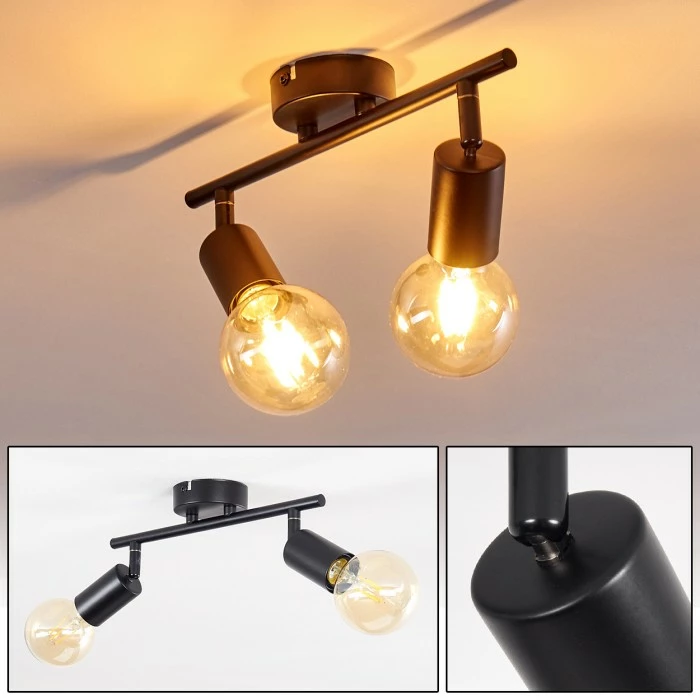 Hofstein Maidford Deckenleuchte Schwarz, 2-flammig