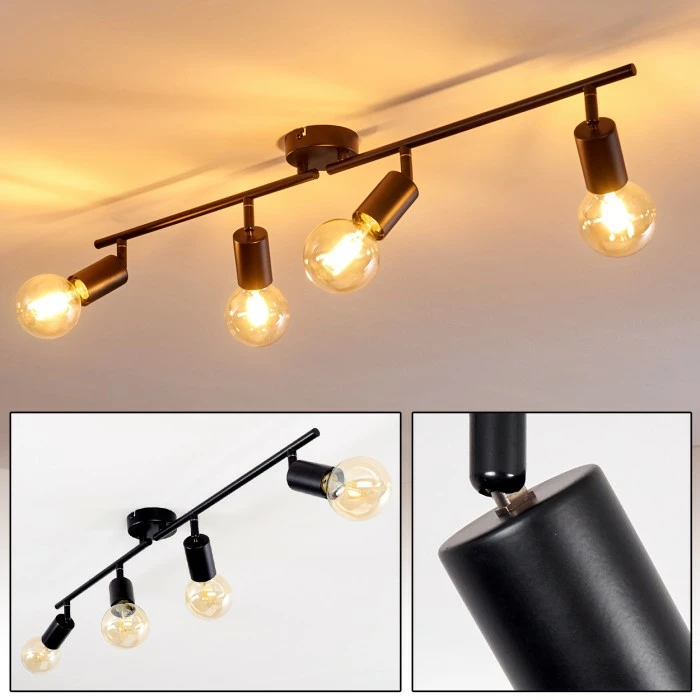 Hofstein Maidford Deckenleuchte Schwarz, 4-flammig