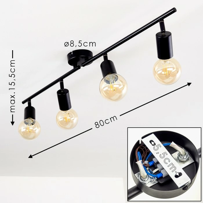 Hofstein Maidford Deckenleuchte Schwarz, 4-flammig – Bild 2