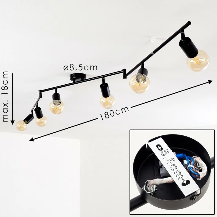 Hofstein Maidford Deckenleuchte Schwarz, 6-flammig – Bild 2