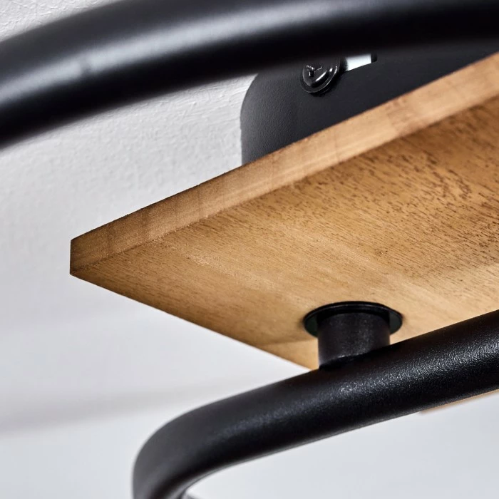 Hofstein Maidford Deckenleuchte Schwarz, Holz dunkel, 3-flammig – Bild 3