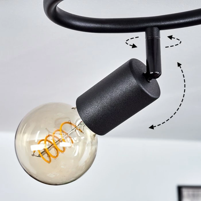 Hofstein Maidford Deckenleuchte Schwarz, Holz dunkel, 3-flammig – Bild 6