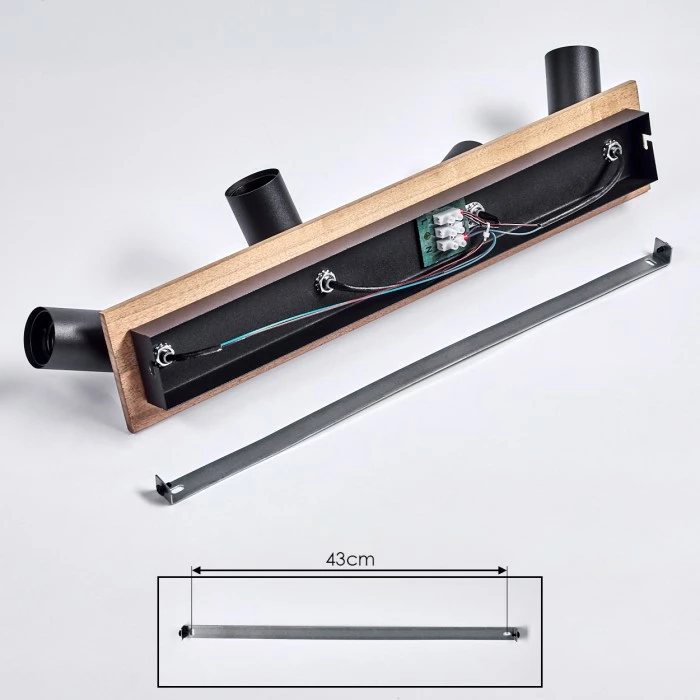 Hofstein Maidford Deckenleuchte Schwarz, Holz dunkel, 4-flammig – Bild 5