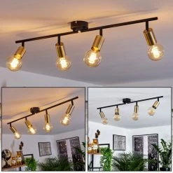 Hofstein Maidfordo Deckenleuchte Messing, Schwarz, 4-flammig