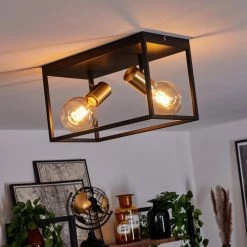 Hofstein Malao Deckenleuchte Messing, Schwarz, 2-flammig