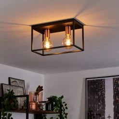 Hofstein Malao Deckenleuchte Schwarz, Gold, Roségold, 2-flammig