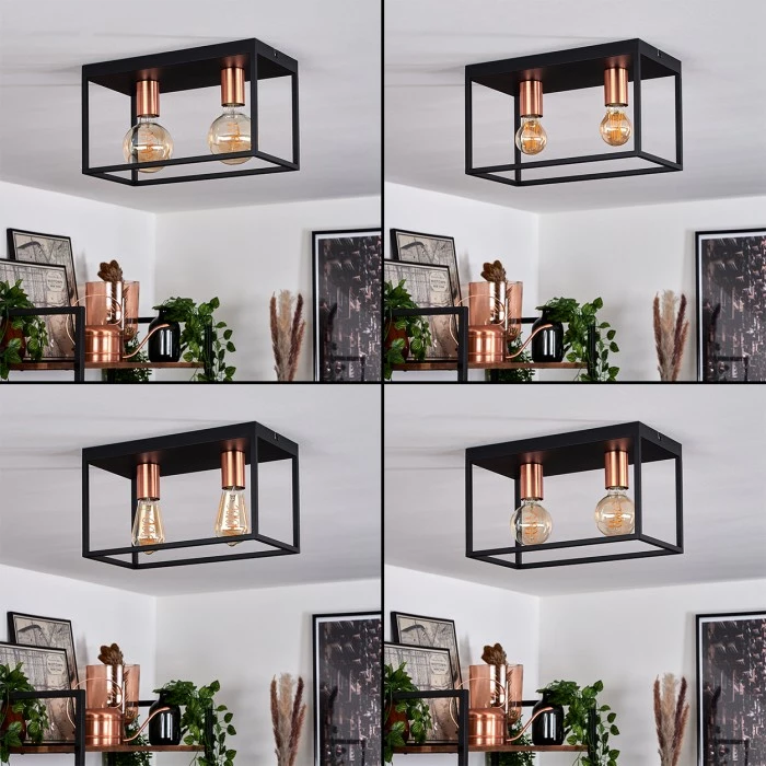 Hofstein Malao Deckenleuchte Schwarz, Gold, Roségold, 2-flammig – Bild 2