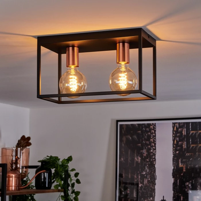 Hofstein Malao Deckenleuchte Schwarz, Gold, Roségold, 2-flammig – Bild 11