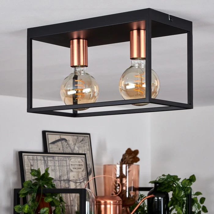 Hofstein Malao Deckenleuchte Schwarz, Gold, Roségold, 2-flammig – Bild 12