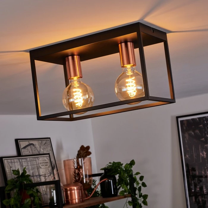 Hofstein Malao Deckenleuchte Schwarz, Gold, Roségold, 2-flammig – Bild 7