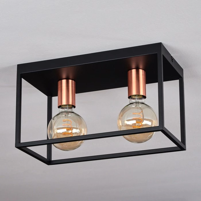 Hofstein Malao Deckenleuchte Schwarz, Gold, Roségold, 2-flammig – Bild 8