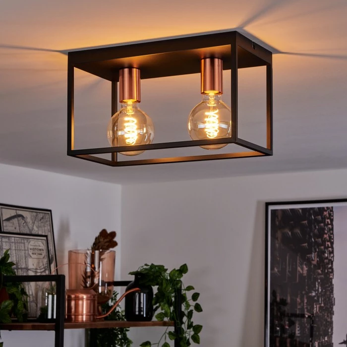 Hofstein Malao Deckenleuchte Schwarz, Gold, Roségold, 2-flammig – Bild 9