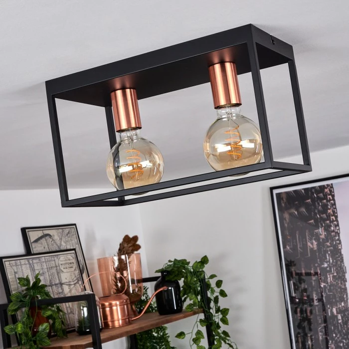 Hofstein Malao Deckenleuchte Schwarz, Gold, Roségold, 2-flammig – Bild 10