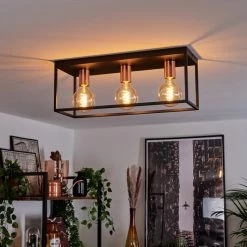 Hofstein Malao Deckenleuchte Schwarz, Roségold, 3-flammig