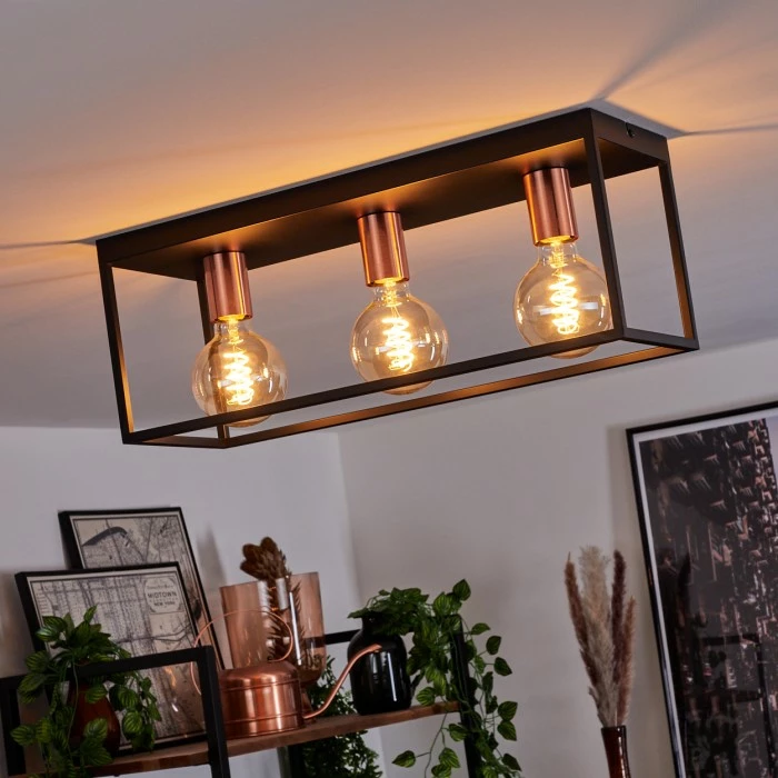 Hofstein Malao Deckenleuchte Schwarz, Roségold, 3-flammig – Bild 7