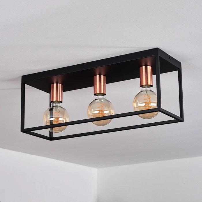 Hofstein Malao Deckenleuchte Schwarz, Roségold, 3-flammig – Bild 8