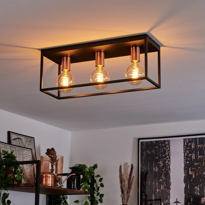 Hofstein Malao Deckenleuchte Schwarz, Roségold, 3-flammig – Bild 9