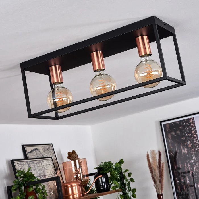 Hofstein Malao Deckenleuchte Schwarz, Roségold, 3-flammig – Bild 10