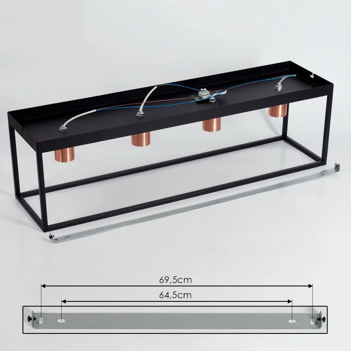 Hofstein Malao Deckenleuchte Schwarz, Roségold, 4-flammig – Bild 4