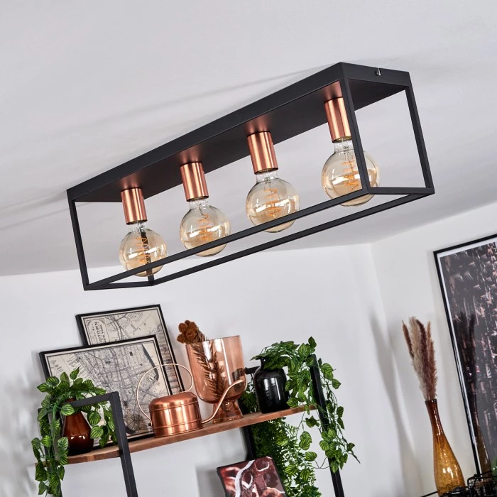 Hofstein Malao Deckenleuchte Schwarz, Roségold, 4-flammig – Bild 9