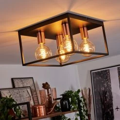 Hofstein Malao Deckenleuchte Schwarz, Roségold, 4-flammig