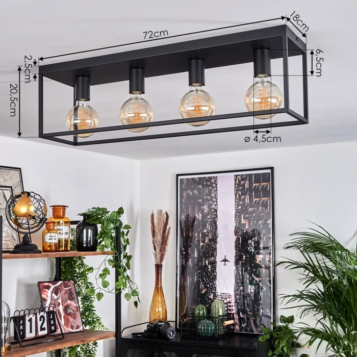 Hofstein Malao Deckenleuchte Schwarz, 4-flammig – Bild 4