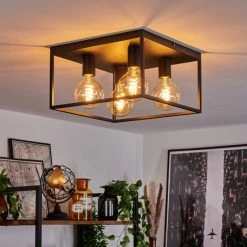 Hofstein Malao Deckenleuchte Schwarz, 4-flammig