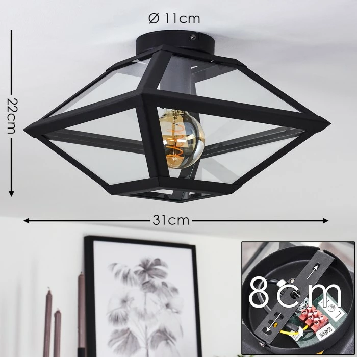 Hofstein Moraira Deckenleuchte Schwarz, 1-flammig – Bild 2