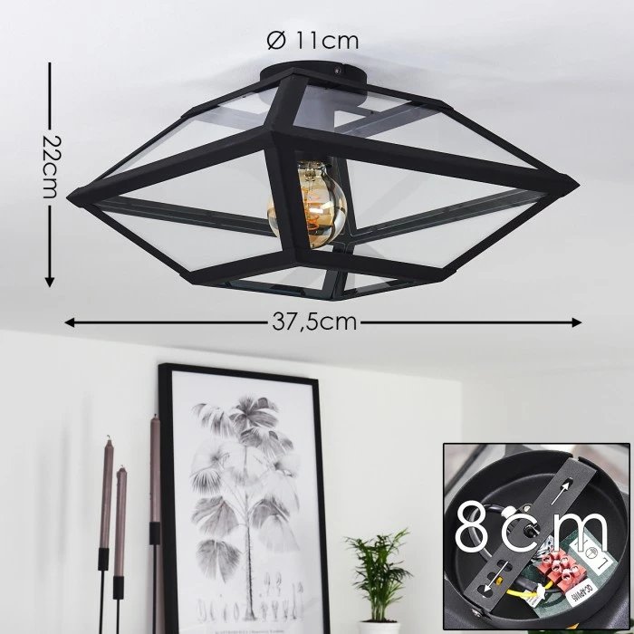 Hofstein Moraira Deckenleuchte Schwarz, 1-flammig – Bild 2