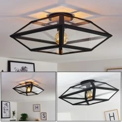 Hofstein Moraira Deckenleuchte Schwarz, 1-flammig