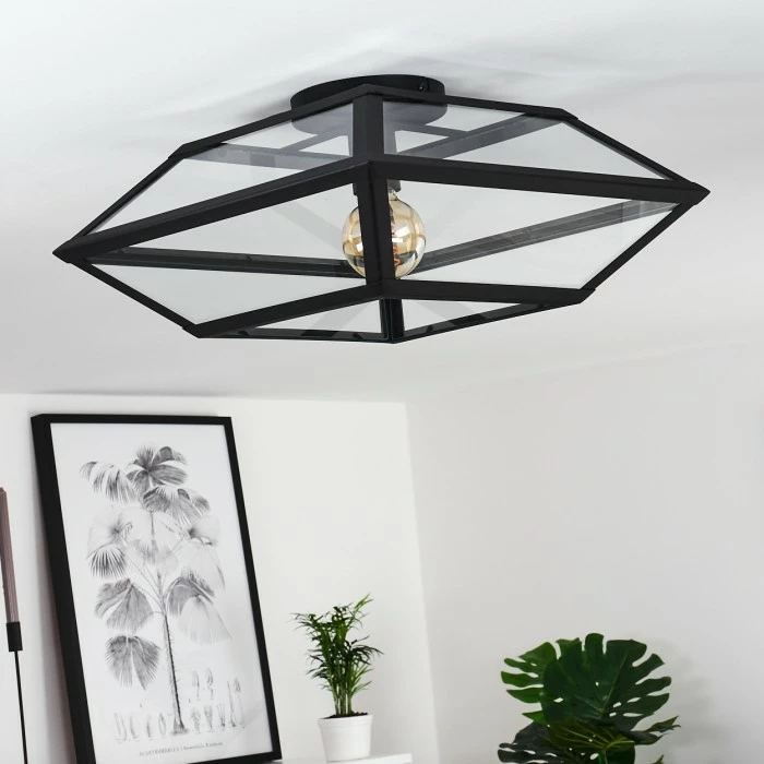 Hofstein Moraira Deckenleuchte Schwarz, 1-flammig – Bild 6