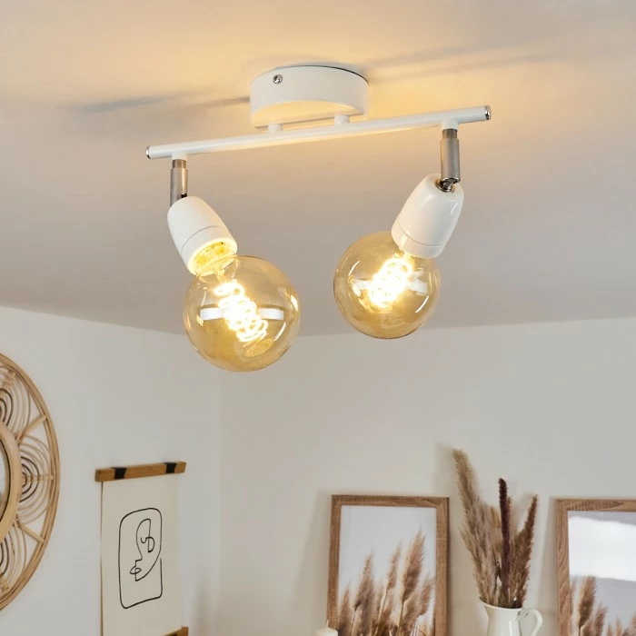 Hofstein Musland Deckenleuchte Chrom, Weiß, 2-flammig