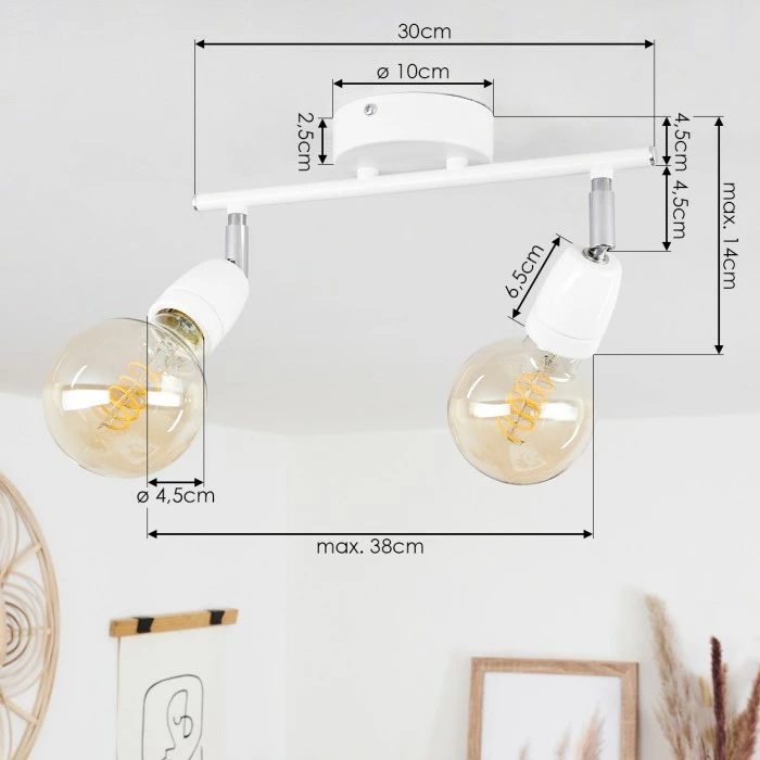Hofstein Musland Deckenleuchte Chrom, Weiß, 2-flammig – Bild 4