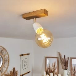 Hofstein Musland Deckenleuchte Chrom, Braun, 1-flammig