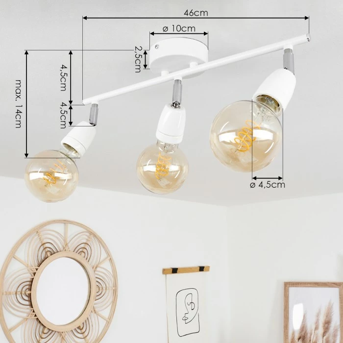 Hofstein Musland Deckenleuchte Chrom, Weiß, 3-flammig – Bild 4