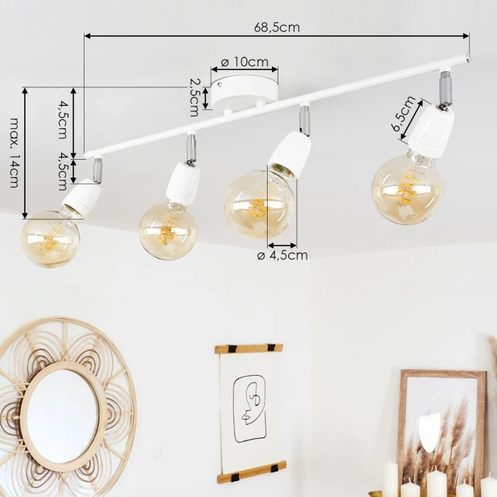 Hofstein Musland Deckenleuchte Chrom, Weiß, 4-flammig – Bild 4