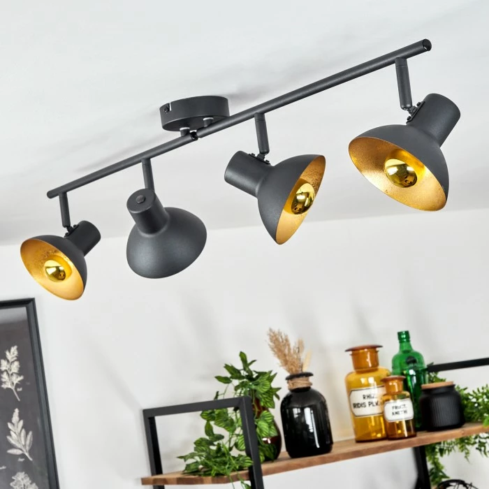 Hofstein Neiden Deckenleuchte Schwarz-Gold, 4-flammig – Bild 2