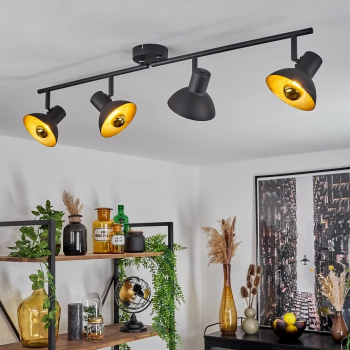 Hofstein Neiden Deckenleuchte Schwarz-Gold, 4-flammig – Bild 7