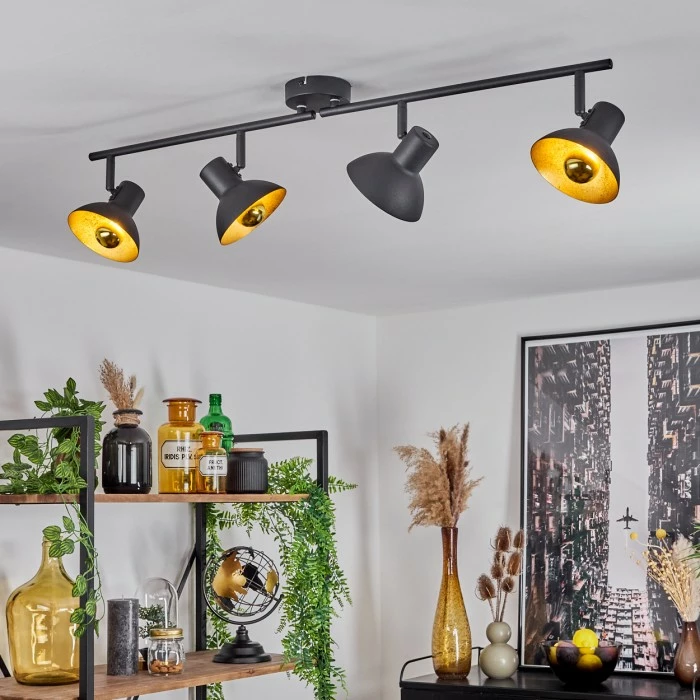 Hofstein Neiden Deckenleuchte Schwarz-Gold, 4-flammig – Bild 9