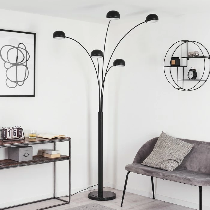 Hofstein Nikkala Stehleuchte Schwarz, 5-flammig – Bild 2